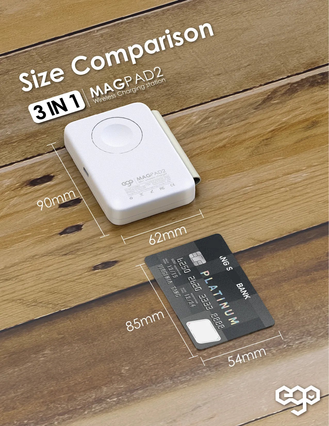 EGO品牌 - 3in1 MAGPAD2 Magsafe 充電器(黑色)