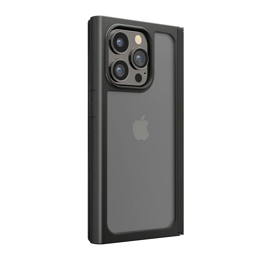 PGA品牌 - 透明玻璃翻蓋皮套(黑色)|iPhone15 Pro