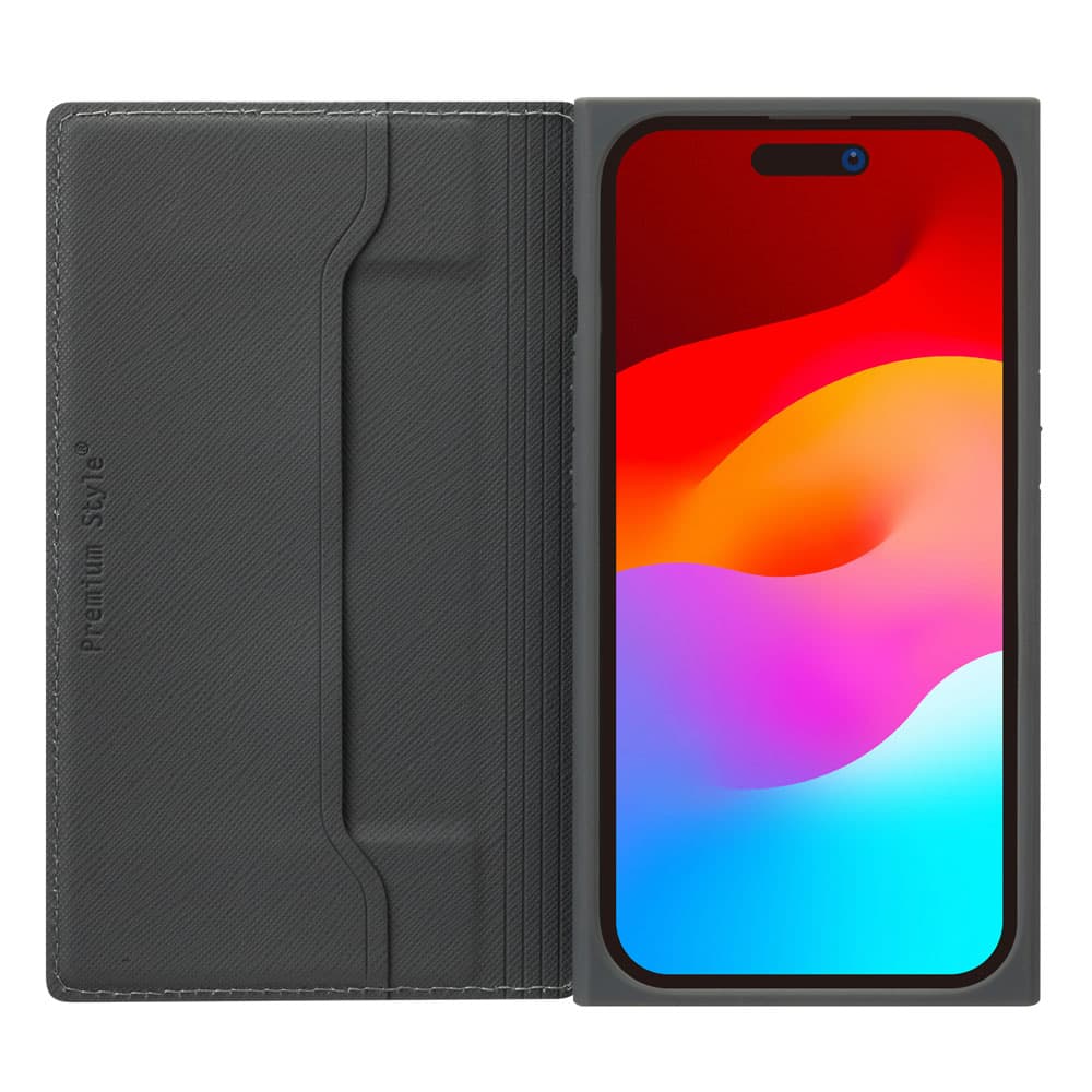 PGA品牌 - 透明玻璃翻蓋皮套(黑色)|iPhone15 Pro