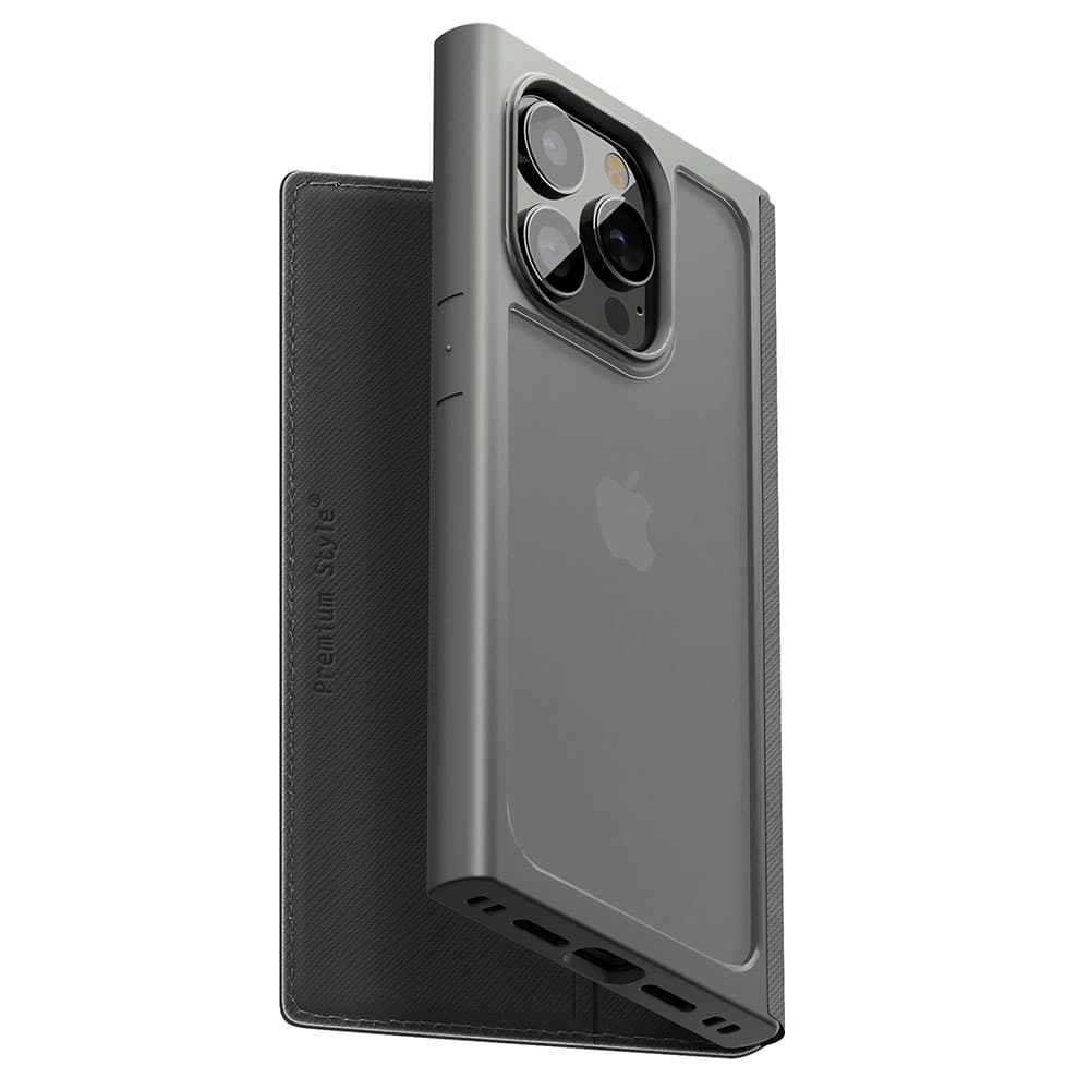 PGA品牌 - 透明玻璃翻蓋皮套(黑色)|iPhone15 Pro