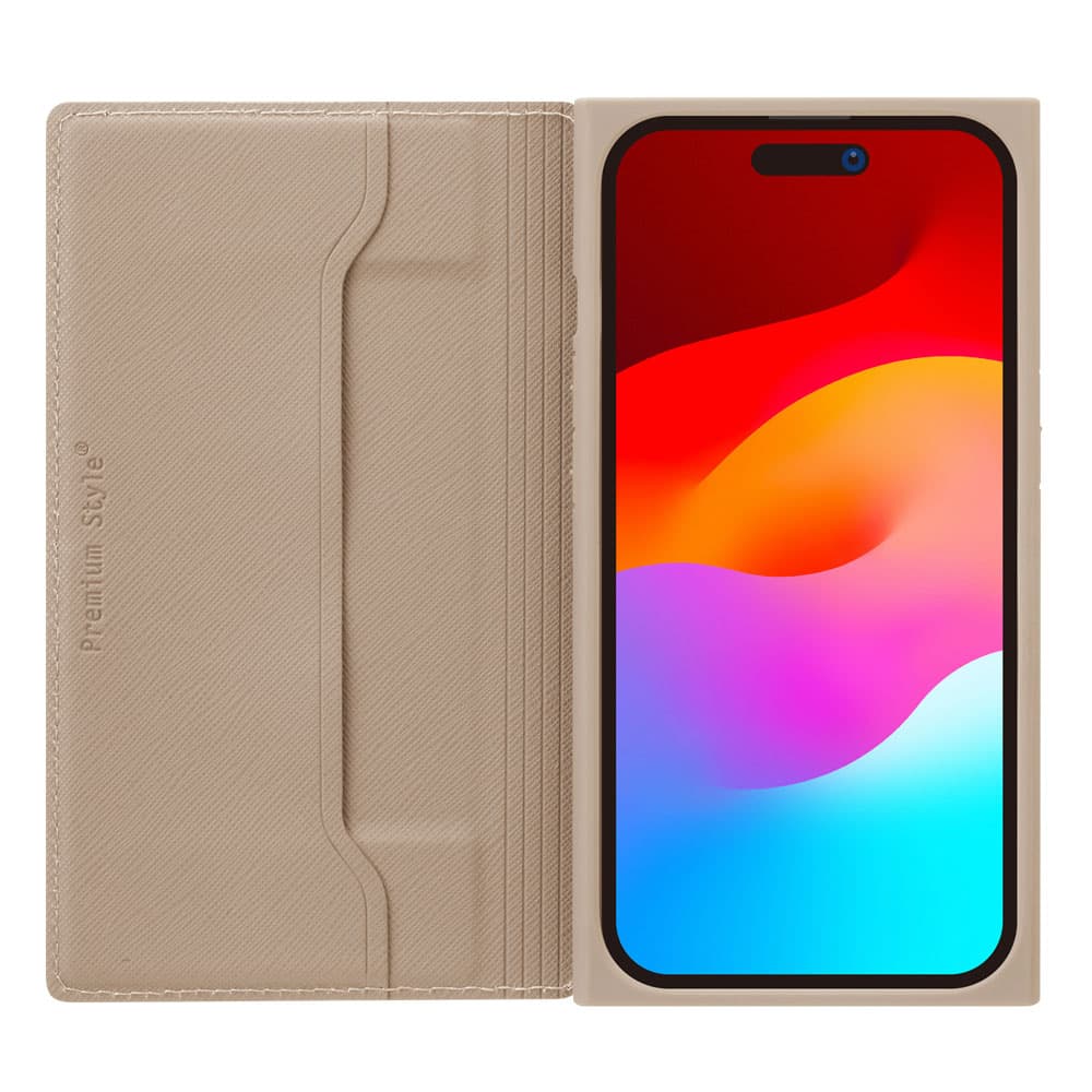 PGA品牌 - 透明玻璃翻蓋皮套(卡其色)|iPhone15 Pro