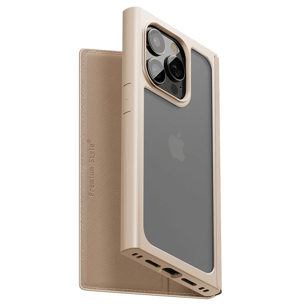 PGA品牌 - 透明玻璃翻蓋皮套(卡其色)|iPhone15 Pro
