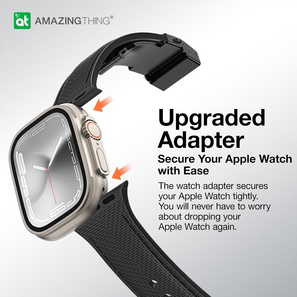 Amazingthing 品牌 - 皮革紋矽膠手錶帶(黑色)|Apple Watch 38 / 40 / 41 / 42 / 44 /45 / 49 mm