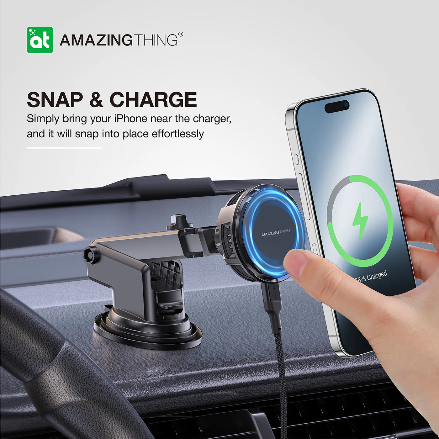 Amazingthing品牌 - 無線磁吸冰感汽車充電器