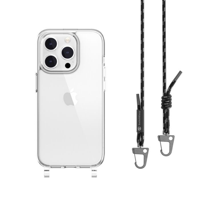 SwitchEasy品牌 - 掛繩透明保護殼(黑色掛繩)|iPhone15 Pro