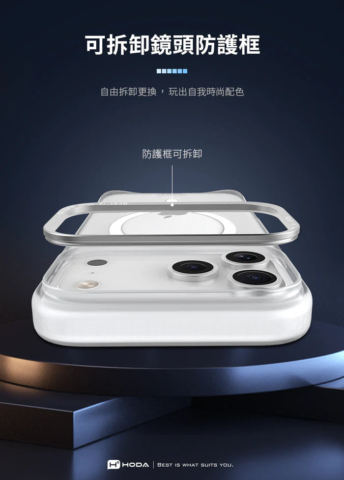 Hoda品牌 - MagSafe磁吸柔石玻璃軍規防摔保護殼(橙色)