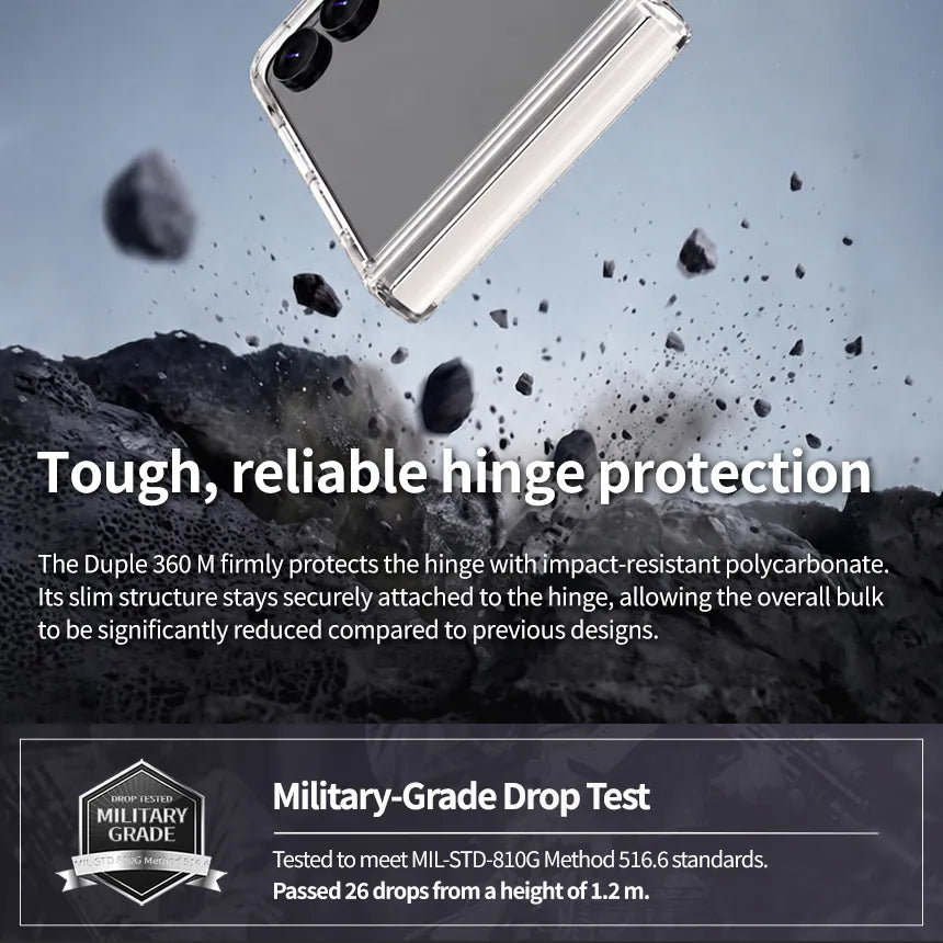 Araree品牌 - Duple 360M MagSafe 包轉軸全保護透明手機殼(透黑)｜Z Flip8