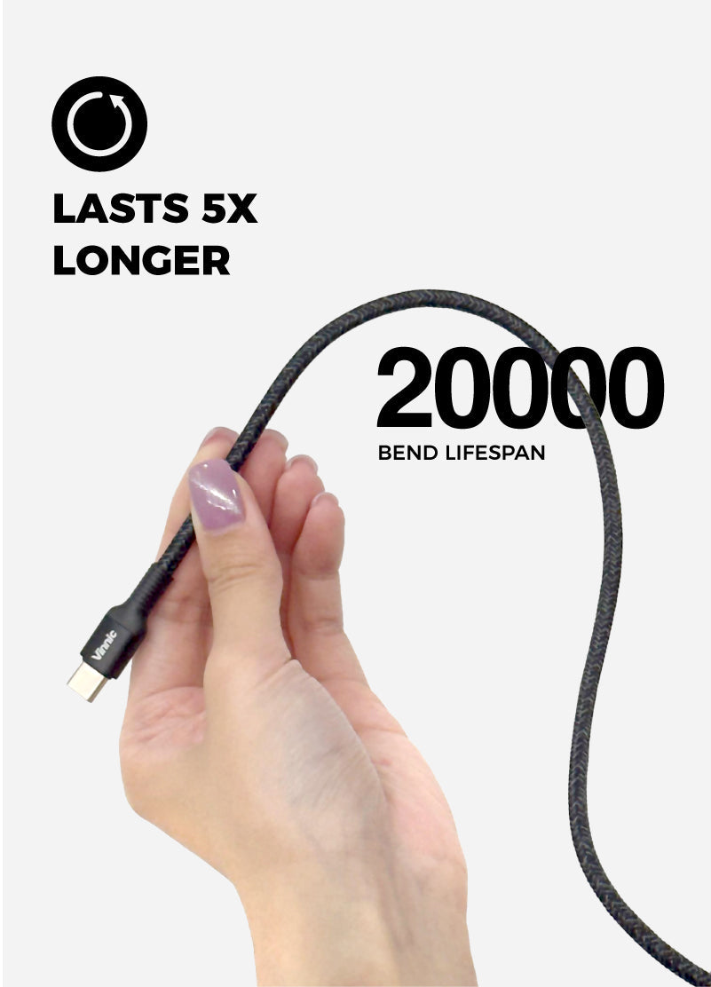 Vinnic品牌 - USB-C to USB-C 60W 傳輸充電線(10cm，黑色)