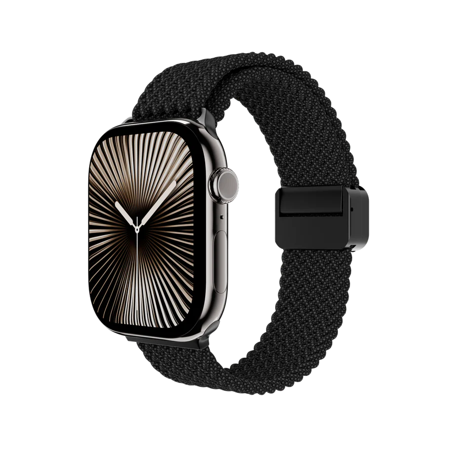STUDIO A x MAGEASY 聯名品牌 - Braided 編織尼龍磁扣錶環(黑色)｜Apple Watch   44 / 45 / 46 / 49 mm