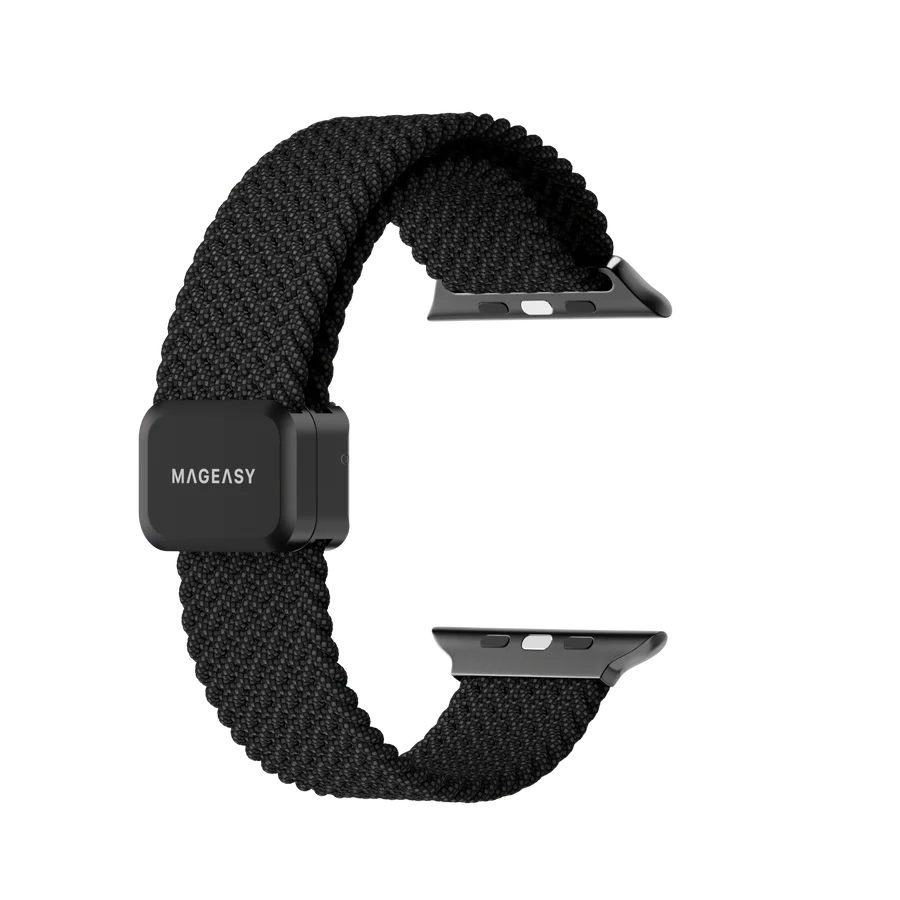 STUDIO A x MAGEASY 聯名品牌 - Braided 編織尼龍磁扣錶環(黑色)｜Apple Watch   44 / 45 / 46 / 49 mm
