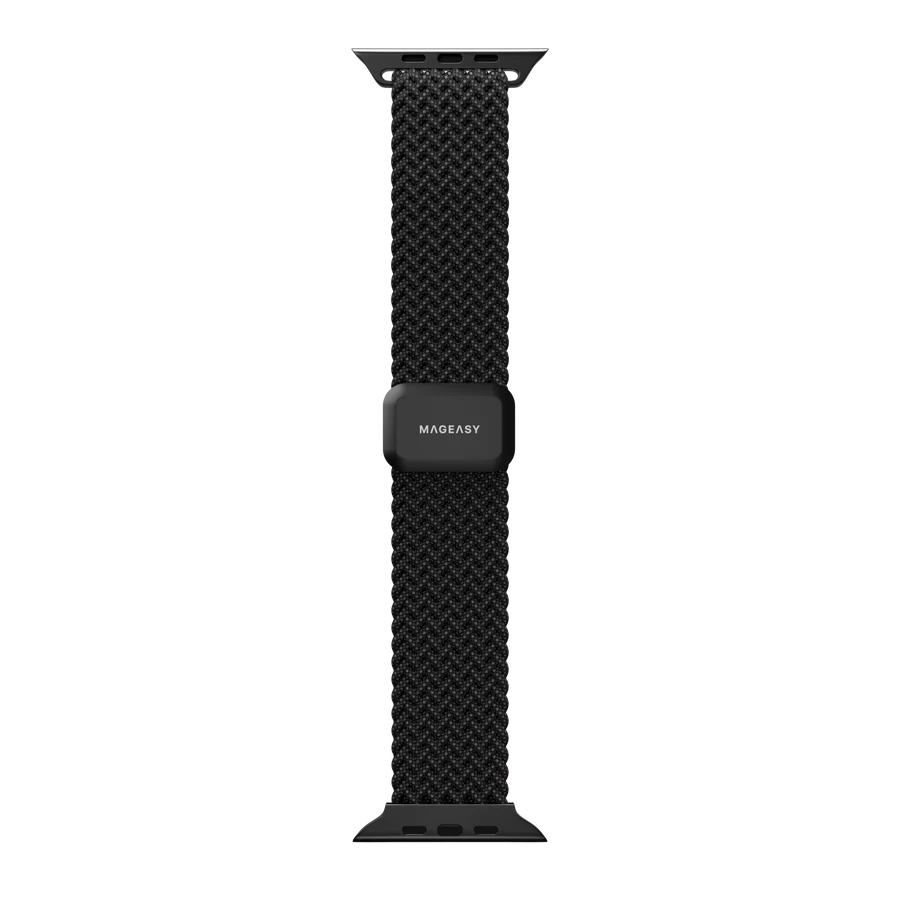 STUDIO A x MAGEASY 聯名品牌 - Braided 編織尼龍磁扣錶環(黑色)｜Apple Watch   44 / 45 / 46 / 49 mm