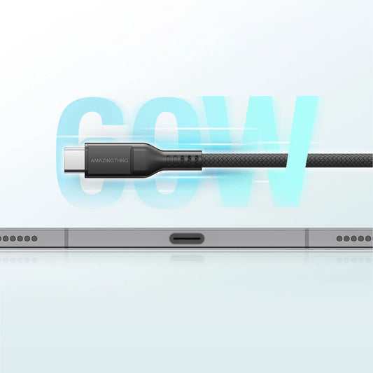 Amazingthing品牌 - USB-C to USB-C 60W 傳輸充電線( 2米 & 黑色 ）