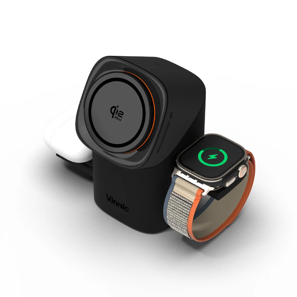 Vinnic品牌 - OWL PEAK 3 磁吸無線充電座 | Qi2.2 25W 快充、支援 Apple/Samsung 雙系統手錶