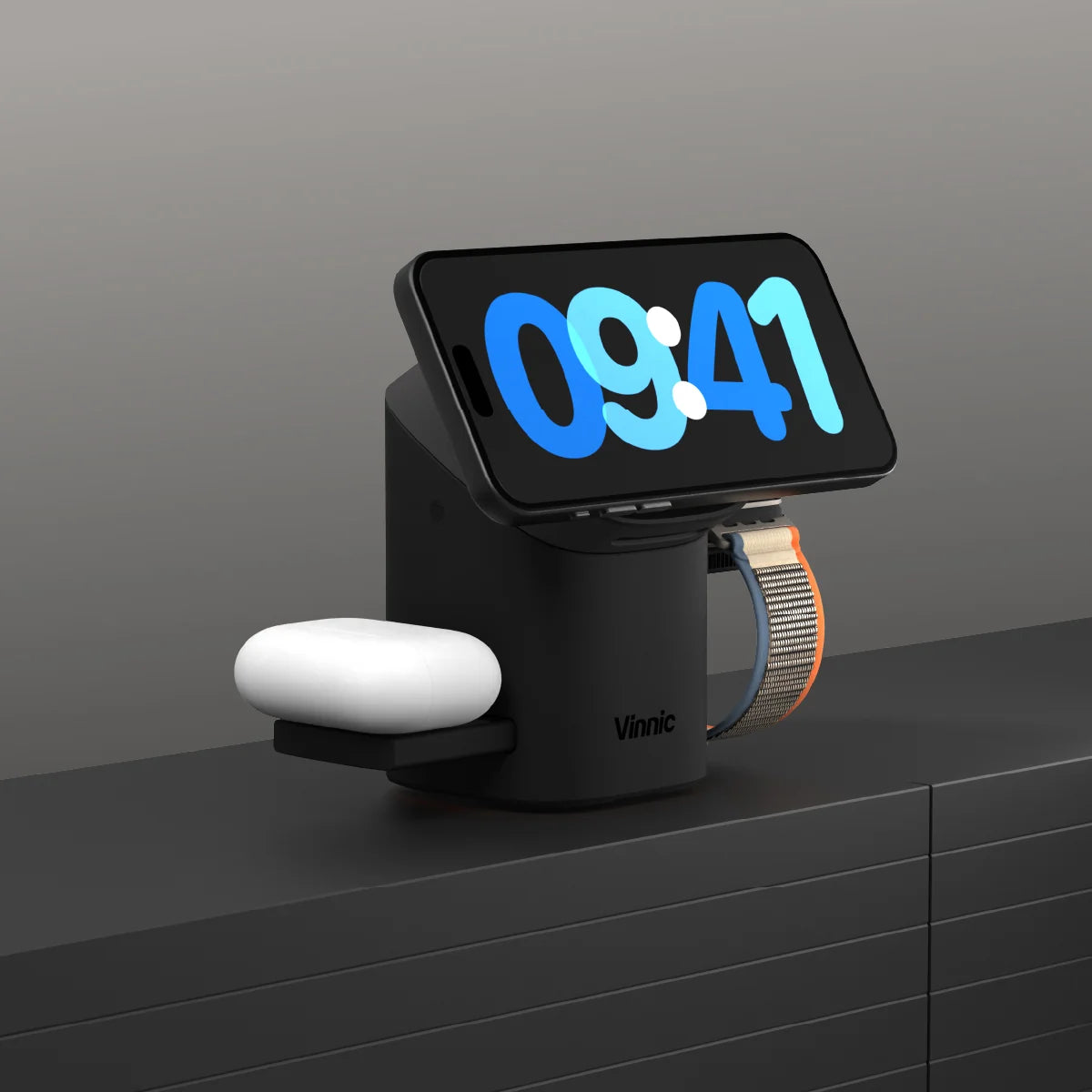 Vinnic品牌 - OWL PEAK 3 磁吸無線充電座 | Qi2.2 25W 快充、支援 Apple/Samsung 雙系統手錶