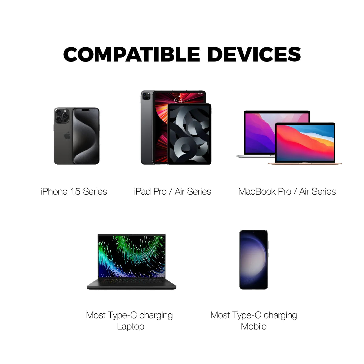 Vinnic品牌 - USB-C to USB-C 60W 傳輸充電線(10cm，黑色)