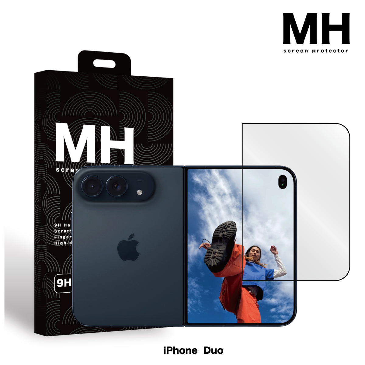 MH品牌 - 3D熱彎曲面 AR抗反射高清防指紋玻璃保護貼 | iPhone Duo